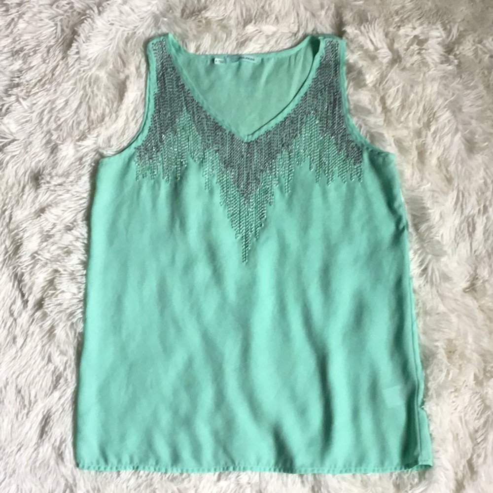 Tank top with beading detail